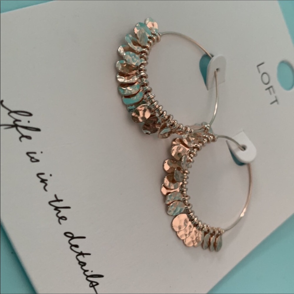 LOFT Rosegold Beaded Hoop Pierced Earrings - Picture 4 of 7
